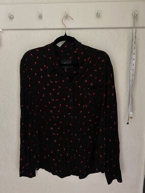 Rails Black Shirt with Red Cherry Print